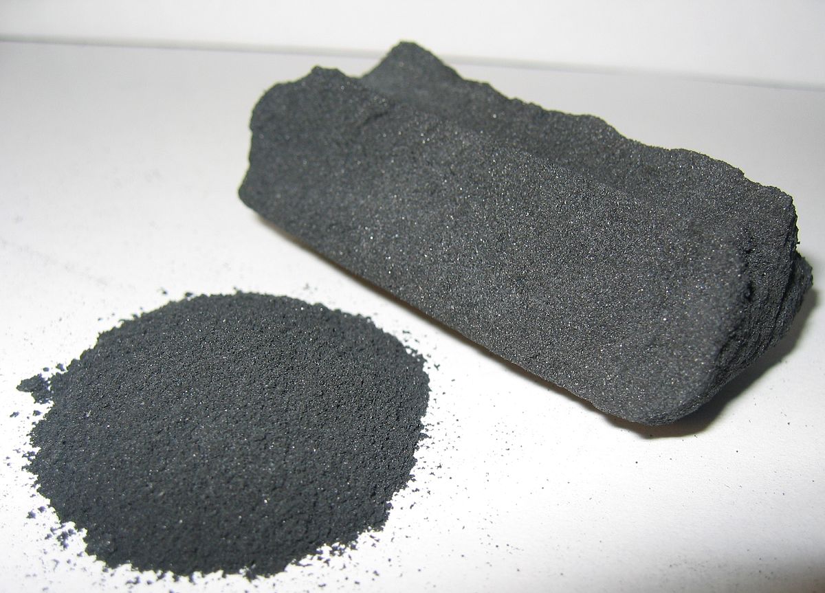 Activated carbon in powder and block form